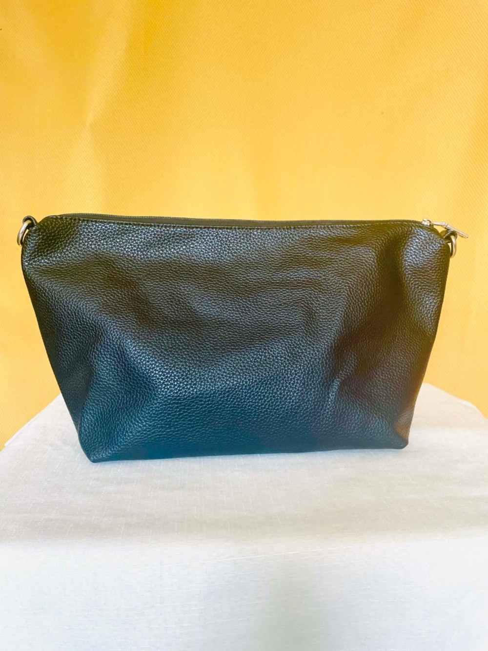 Black Textured Zip Pouch Bag | Minimalist Y2K Clutch | Faux Leather Purse
